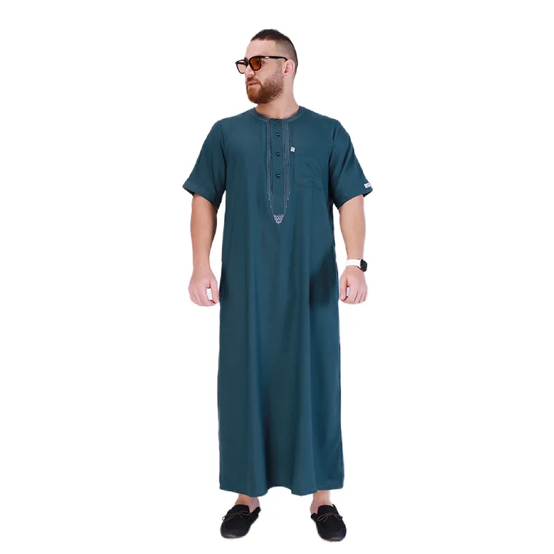 Waid muçulmano jubba thobe masculino ramadã bordado longo robe kaftan quimono mussulman saudita abaya dubai árabe turquia roupas islâmicas