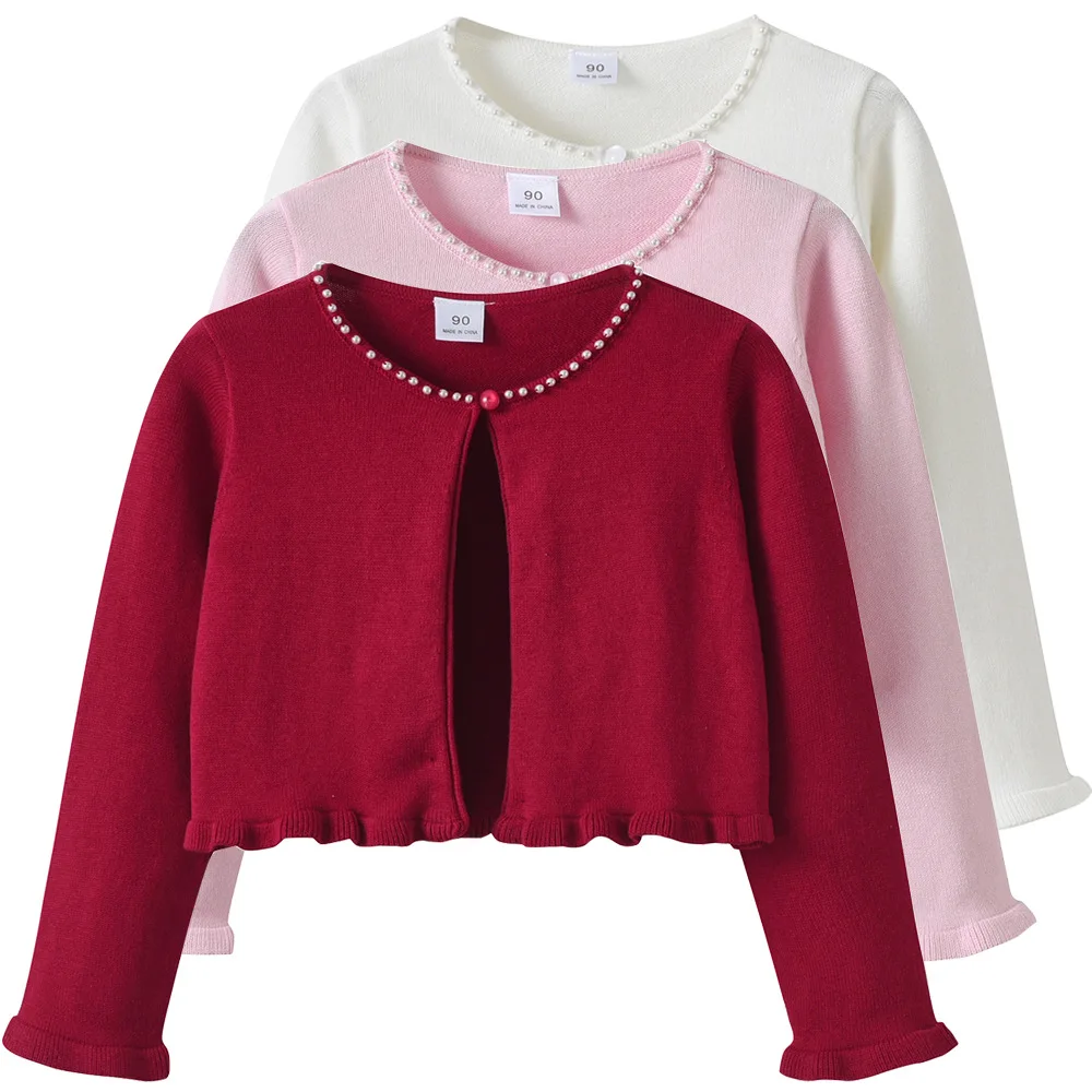 new delivery  Long sleeve knitwear cardigan sweater children shawl 100%cotton girl summer spring coat solid clothes 90-160 3-10y