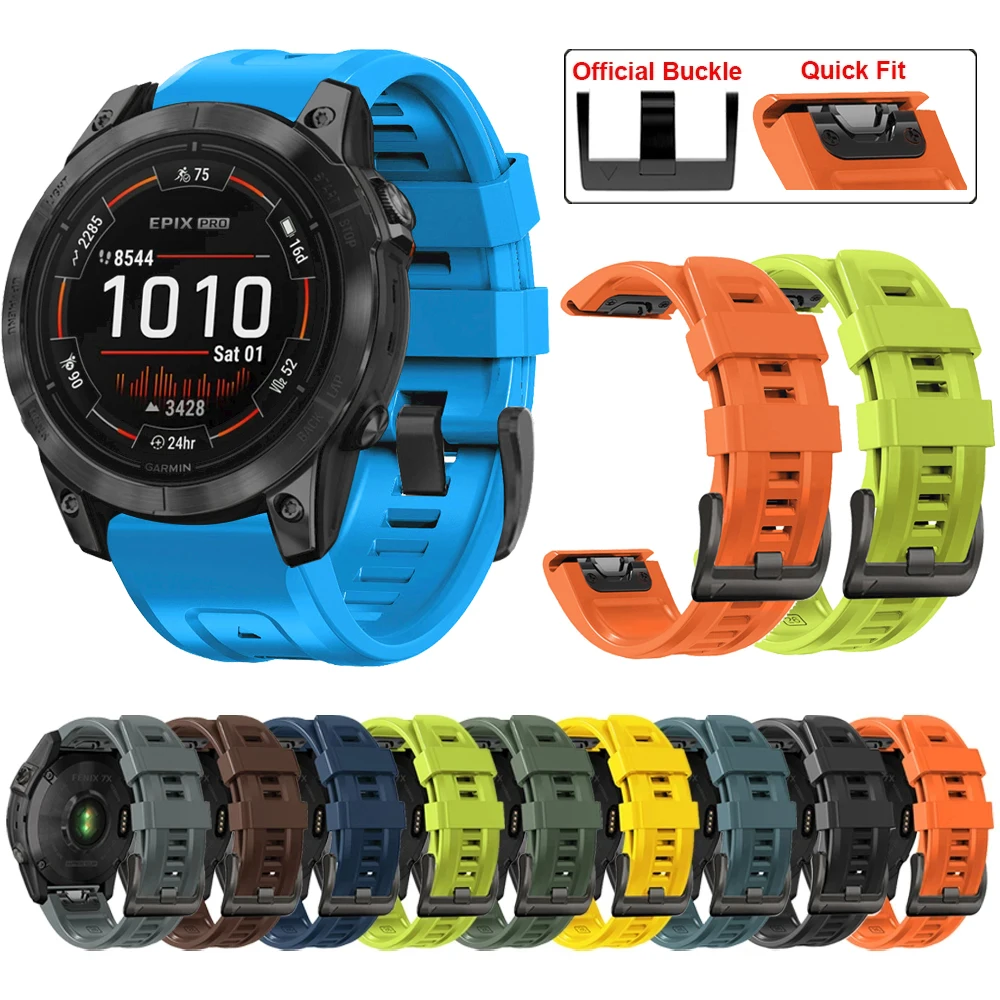 QuickFit 22mm 26mm Silicone Strap For Garmin Fenix 6XPro 5XPlus/Epix Gen 2 7X Pro TACTIX DELTA instinct 2X Bracelet Watchband