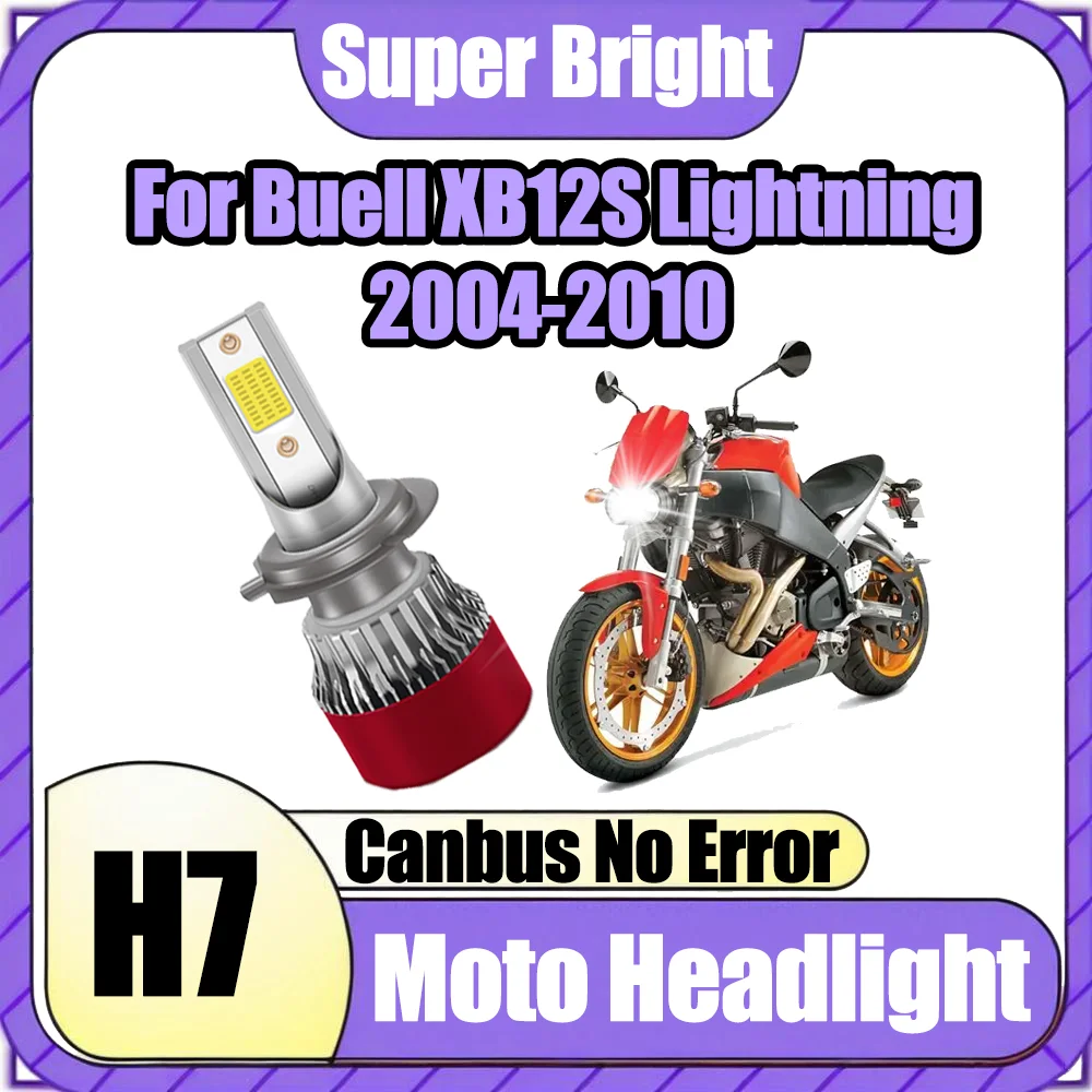1PCS Super Bright 6000K White H7 Motorcycle Headlight Canbus High Power LED Headlight 12V For Buell XB12S Lightning 2004-2010