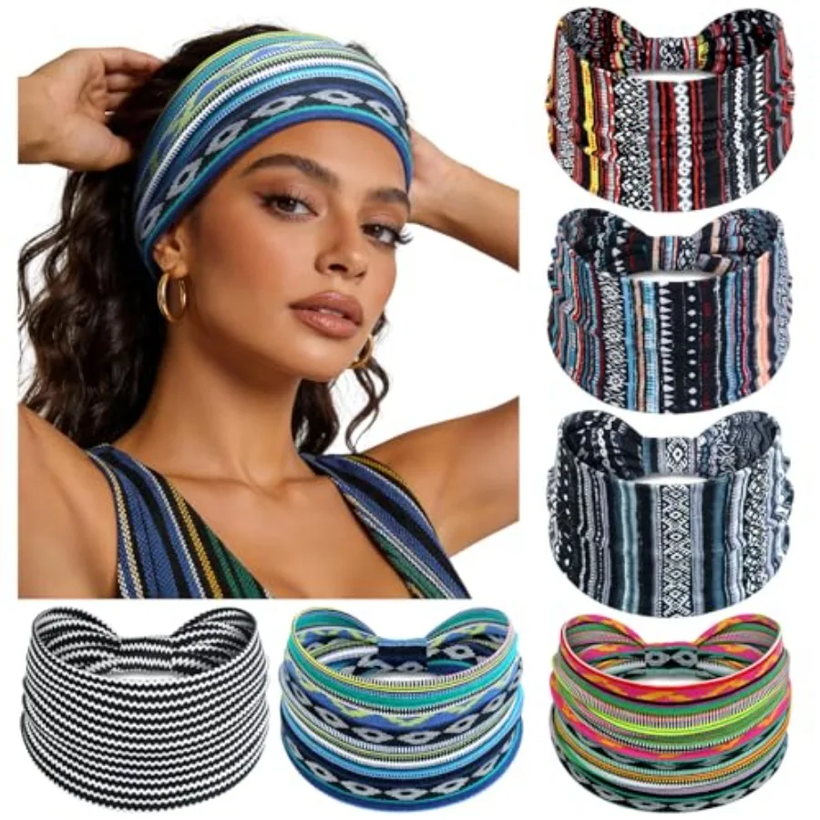 Wide Headbands for Women Knotted No Slip Head Bands Soft Turban Headband Hair Accessories Boho African Solid Color Head Wraps f