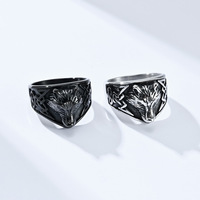Cross-Border Scandinavian Retro Style Celtic Wolf Titanium Steel Ring Men's Stainless Steel Wolf Head Ring Source