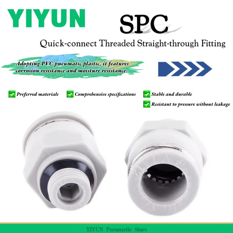 

100 шт. быстроразъемный прямой фитинг с резьбой, ПВХ, пневматический пластик SPC6/8-01 03 04 SPC10-02 03 04 серии SPC YIYUN