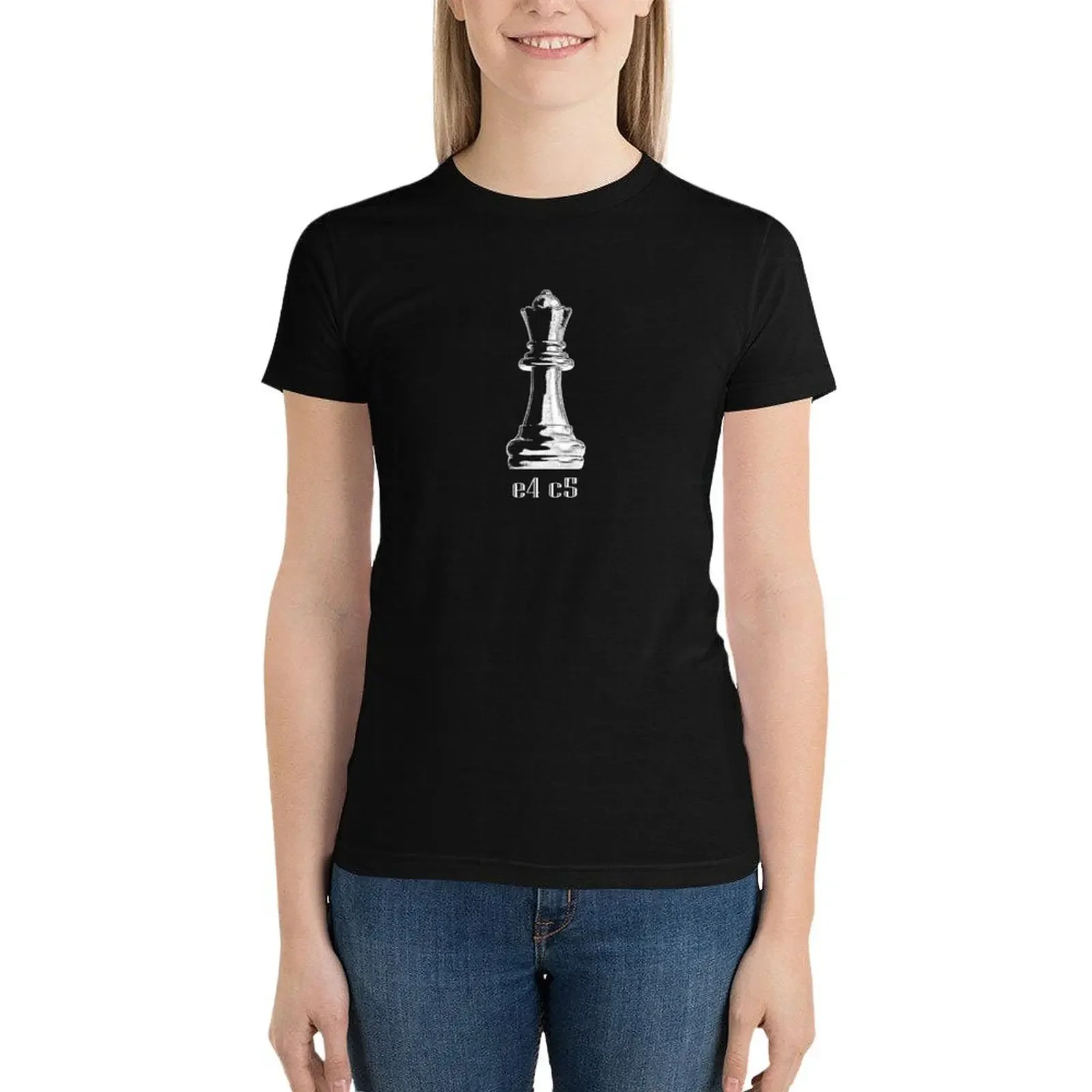 Chess Sicilian Defense Opening Move e4 c5 Design T-Shirt Blouse graphics t shirt dress Women