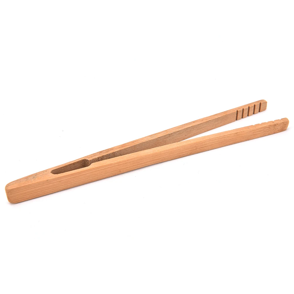 Practical Textured Bamboo Kongfu Tea Utensil Tweezers 14.5cm Wood Color