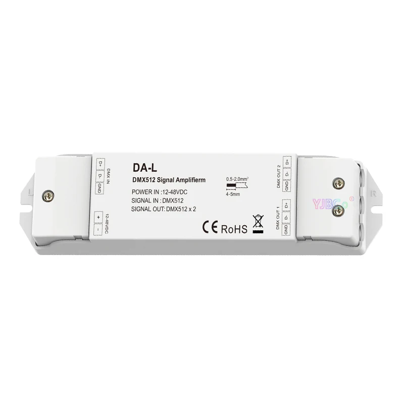 12V 24V 36V DA-L/DA DMX512 Signal Amplifier 2 Channel Din Rail DMX Amplifier for RGBW LED Strip Light 2CH DMX512 Signal Extender