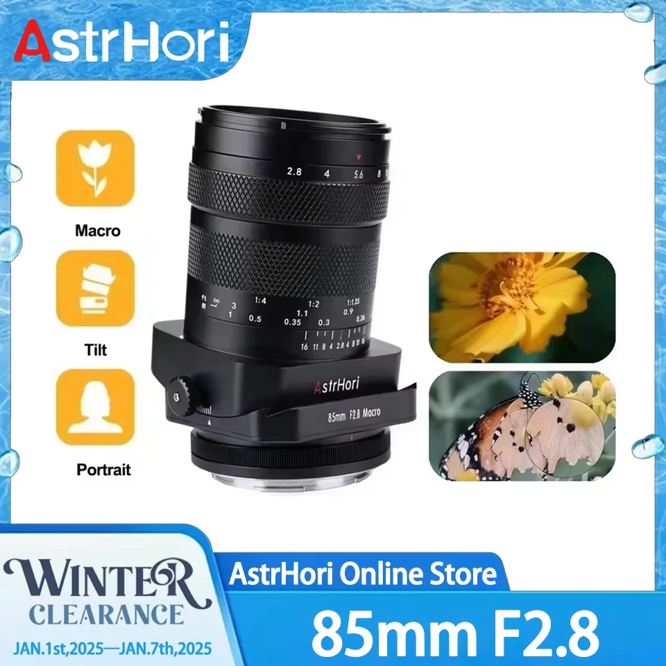 AstrHori Tilt Shift 85mm F2.8 Full Frame Macro Lens Manual Focus Prime Lens for Canon RF Fuji X Nikon Z Sony E L-Mount