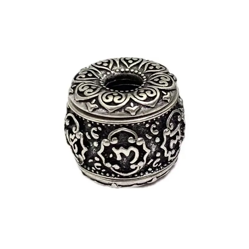 Chinese Style Retro Tibetan Six True Words Rotatable Lucky Blessing Copper Spacer Bead For Diy Bracelet Necklace Jewelry Parts