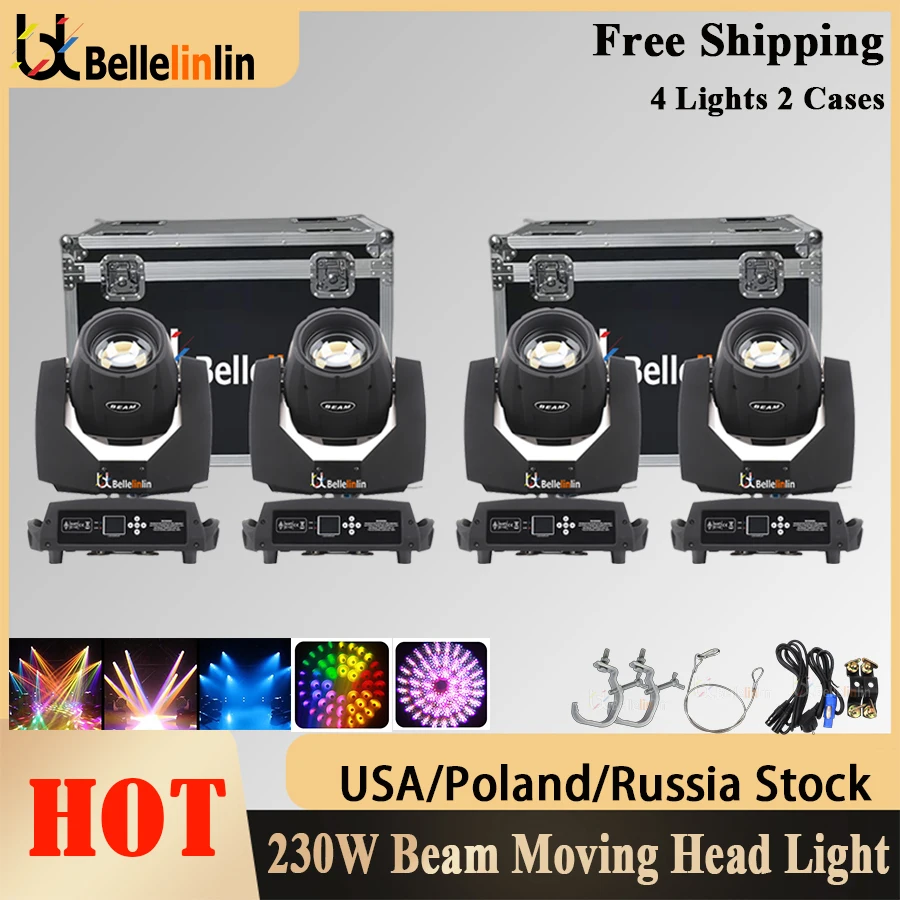 4pcs Beam 230w 7r Sharpy Beam 7r 230w Moving Head Light Hard Case Beam 230w 7r Beam Wash Spot Light Beam Sharpy 230w