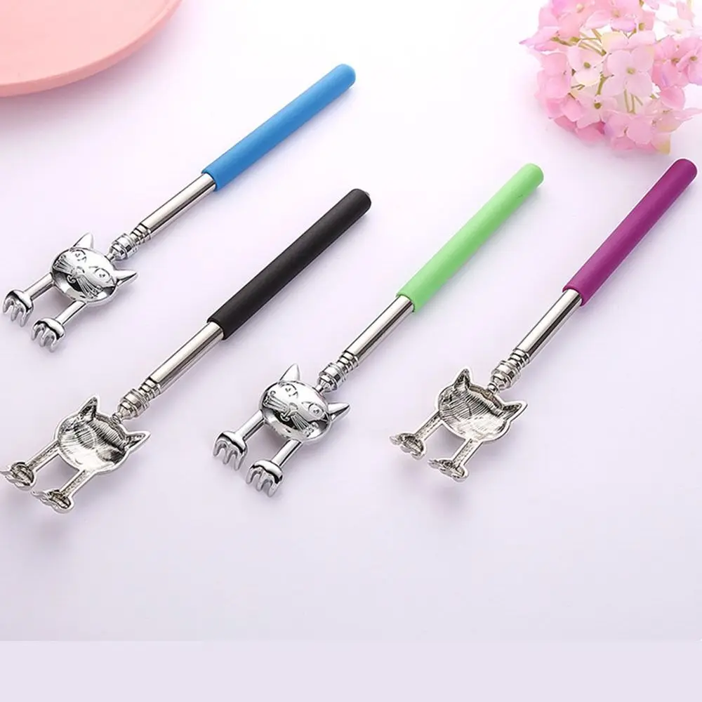 Stainless Steel Tickle Back Scratcher Scratching Cat Shape Retractable Massager Cute Relieve Itching Back Relaxation Massager