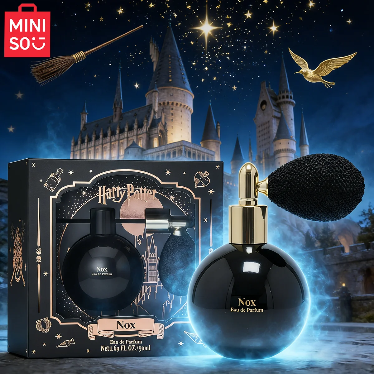 

MINISO Harry Potter Women's Perfume 1.69oz/50ml with Spray Design – A Perfect Christmas Gift (Premium Mysterious Castle Gift Box