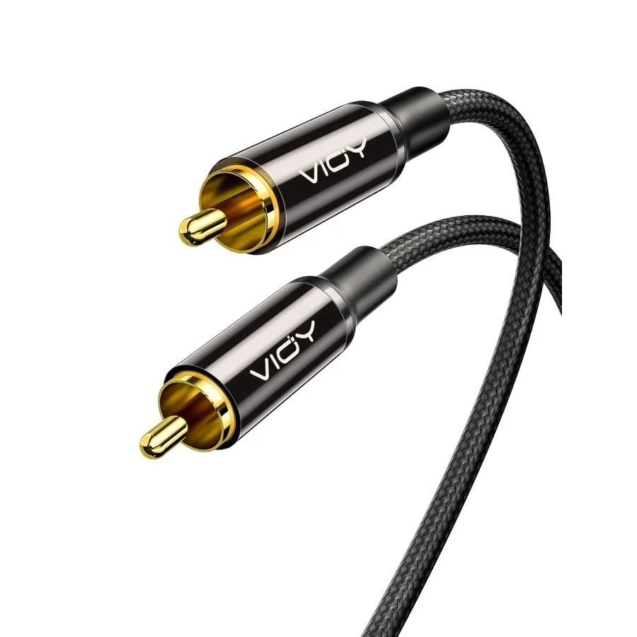 

VIOY [2 Pack Coaxial Digital Audio Cable 3.3 FT 1 M [GoldPlated Braided] Subwoofer Cable RCA Male to Male HiFi 5.1 SPDIF Stereo