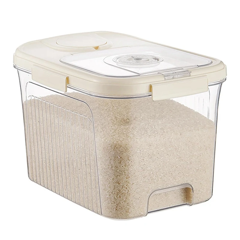 

Rice Container, Rice Storage Box Plastic Food Tip Sealed Proof For Kitchen Easy Install Easy To Use