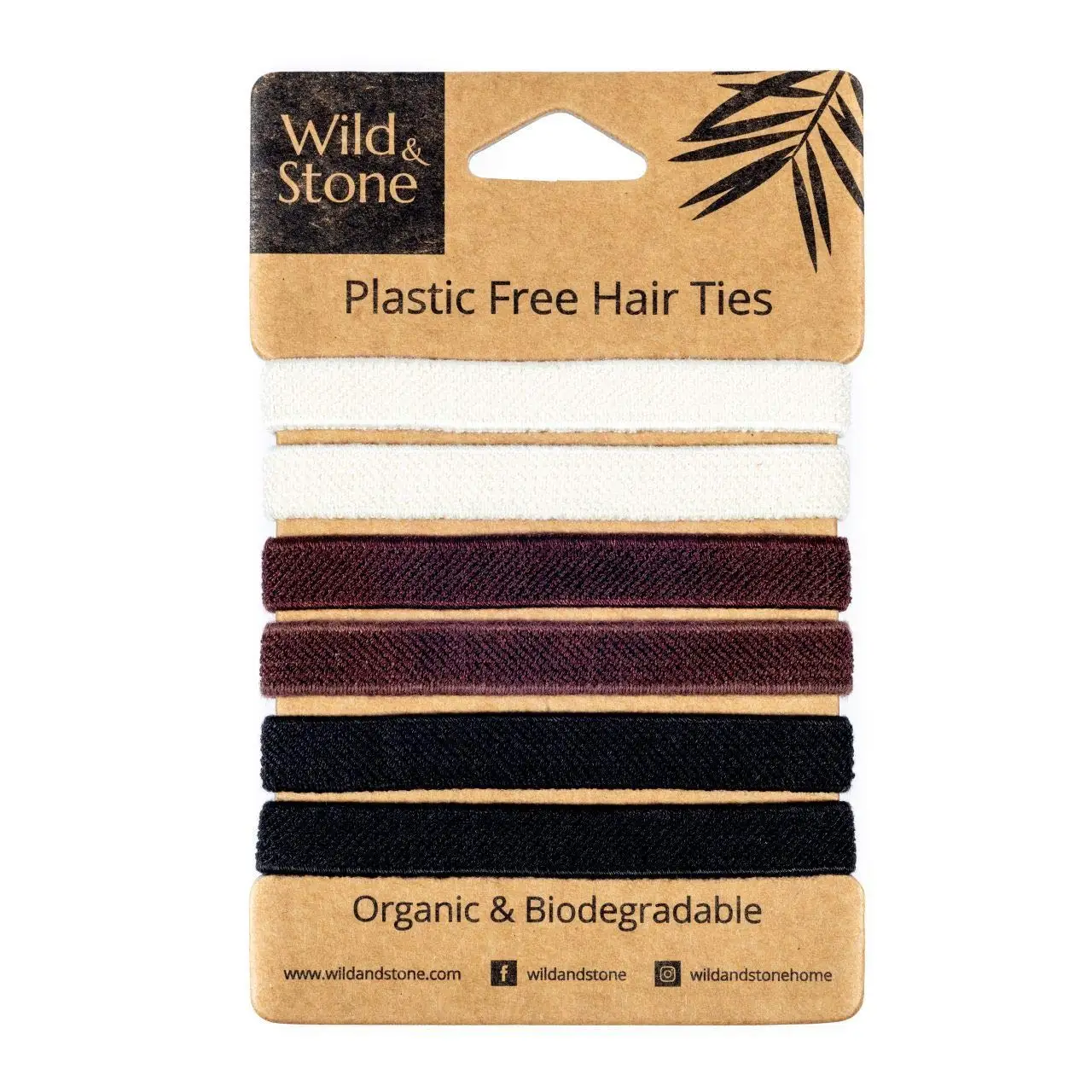 

6 Biodegradable Hair Ties - Organic Cotton & Natural Rubber, No Crease Ponytail Holders