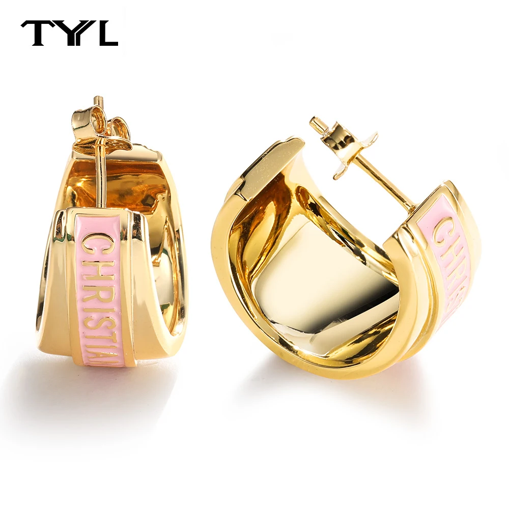 

TYYL Women's Earrings Letter Design Half Ear Hoop 925 Silver Needle Gold Plated Piercing Summer Drop Earring Exquisite Jewelry