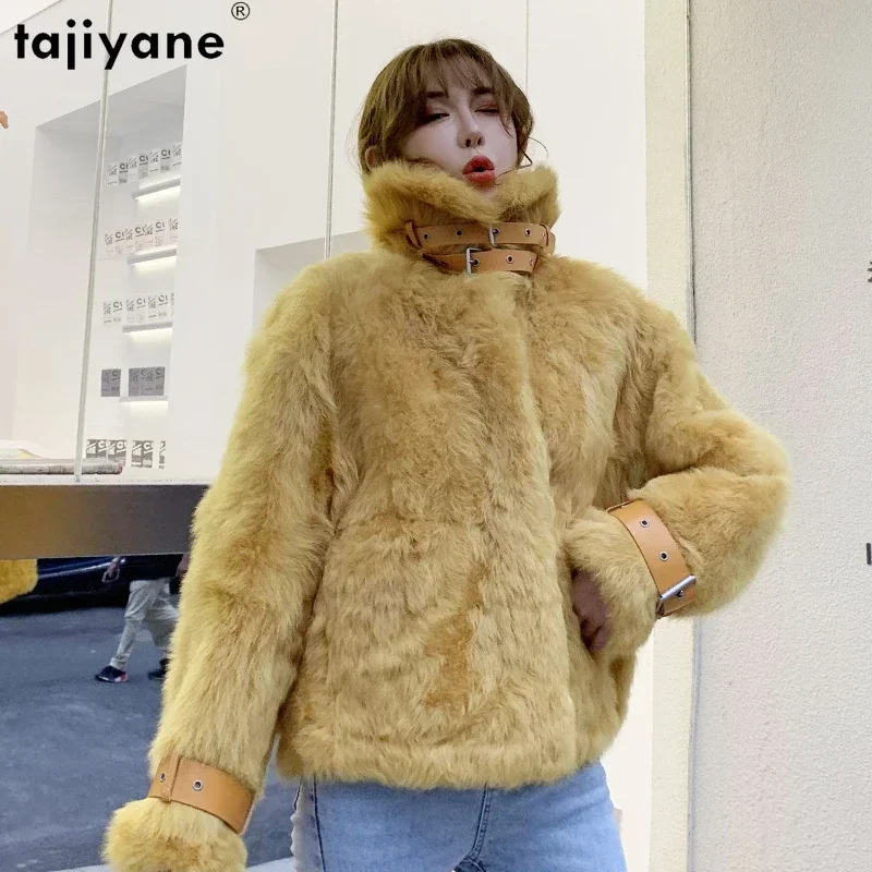 Tajiyane Pelzjacke aus natürlicher toskaner Wolle für Damen, kurzer echter Pelzmantel, Damenbekleidung, 2023, Wintertrend, Pelzmäntel und Jacken