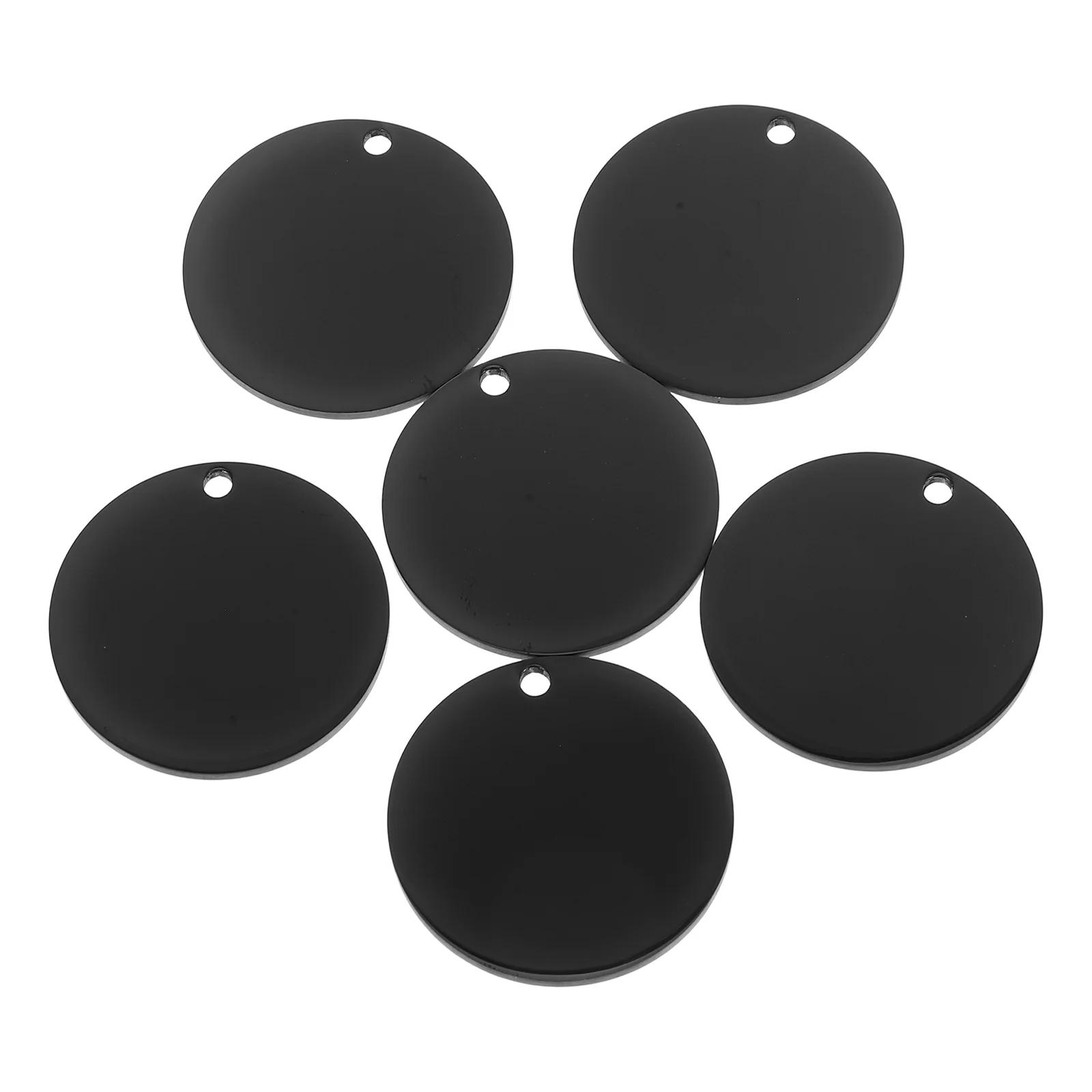 6pcs Blank Stainless Steel Pet Dog Tags Round Black Tags Pet ID Tags Cat Tags Pendants Kitten Tags Unfinished Round Pet Name