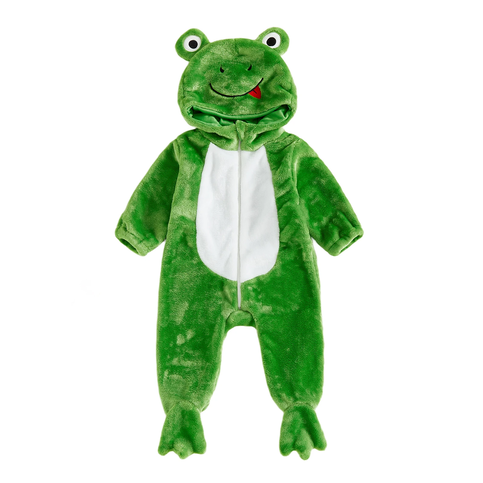

Baby Halloween Romper Casual Zipper Footed Hooded Long Sleeve Frog Jumpsuit for Girl Boy Cute Clothes
