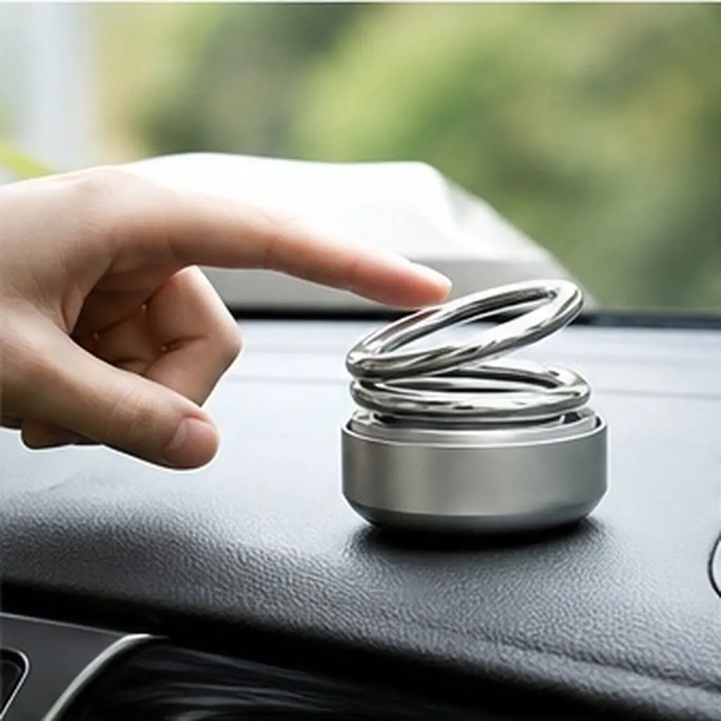 Solar Rotating Car Aromatherapy Ornament Double Ring Suspended Design Dashboard Air Freshener Automotive Interior Decorative