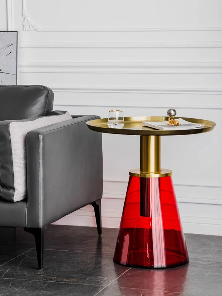 Nordic Glass Coffee Table,Metal Furniture,Transparent Nordic Home Living Room,TV Cabinet,sofa,Side Round Corner Tables