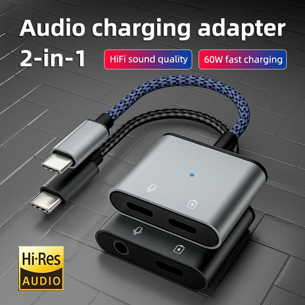 

DAC USB Type C to 3.5mm USB Type C Audio Adapter Charger 2 in 1 Earphones Jack Aux Headphones Amplifier Decoder 32bit/384KHz
