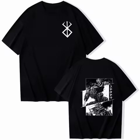 Anime Berserk Tshirt Summer Men Women Cotton Oversized Short Sleeve T Shirt Print T-shirt Tops 2024 Tee Trend Fans Clothes