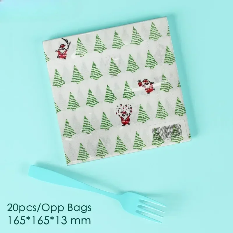 20Pcs 2Ply 33cm Christmas Napkins Santa Tree Disposable Paper Napkins for Party Decor