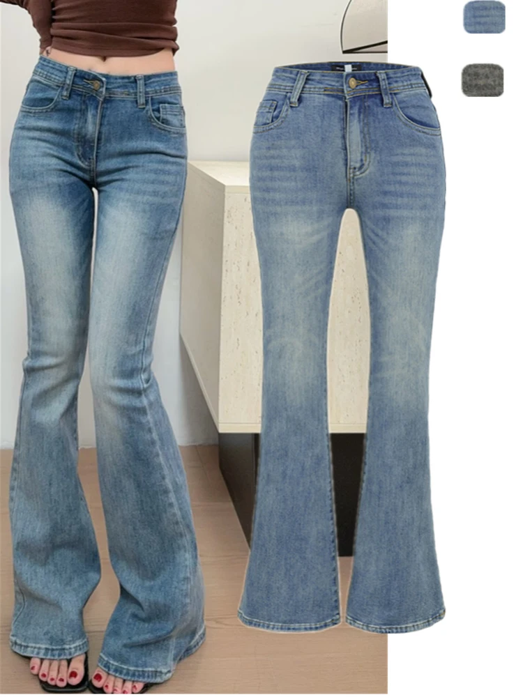 

Облегающие джинсовые брюки с низкой талией в стиле ретро, эластичные узкие джинсы для девочек в американском стиле, синие джинсы, женские модные женские джинсы