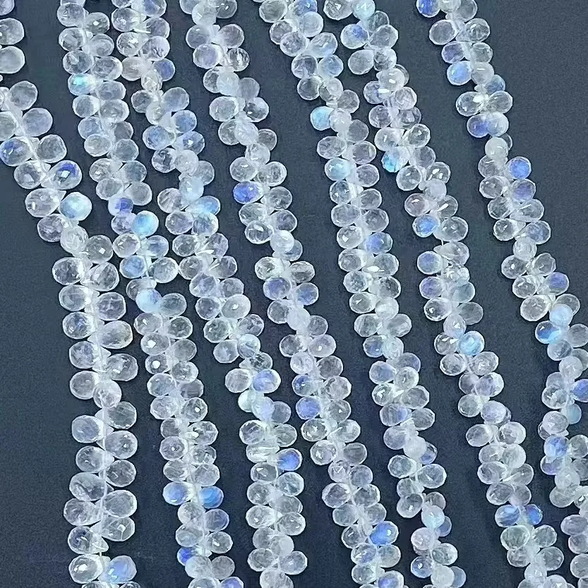 20pieces Loose Beads Moonstone Drop Faceted 5*7mm Wholesale For DIY Jewelry Necklace