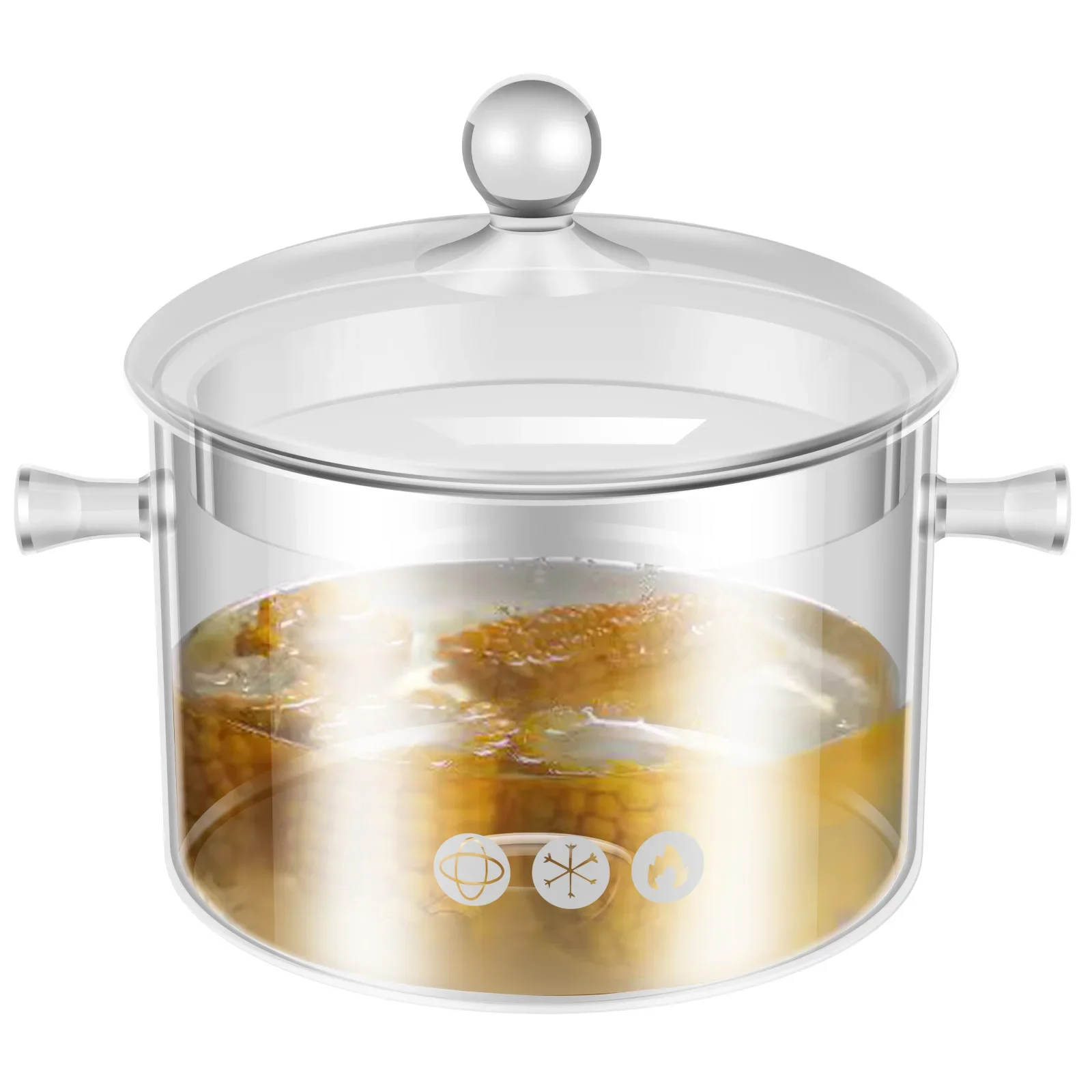 

Стеклянная кастрюля с крышкой и ручками Прозрачная кастрюля 1,5 л с антипригарным покрытием, термостойкая кастрюля для соуса для макарон, лапши, супа, молока