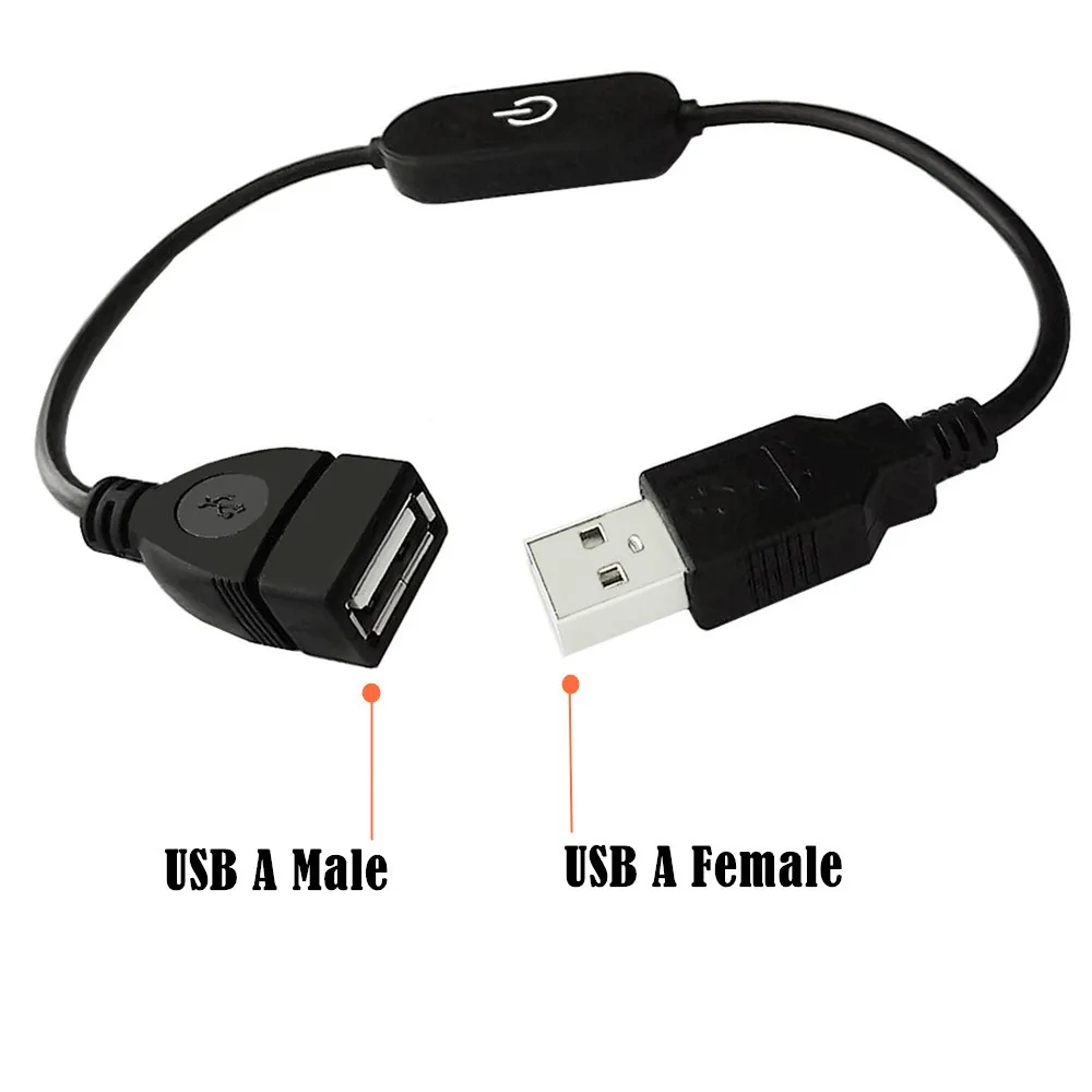 وحدة تحكم بمفتاح يعتم باللمس USB ذكر إلى أنثى مع ضوء مؤشر أزرق، شريط إضاءة متصل بالذاكرة، بدون وميض 3A