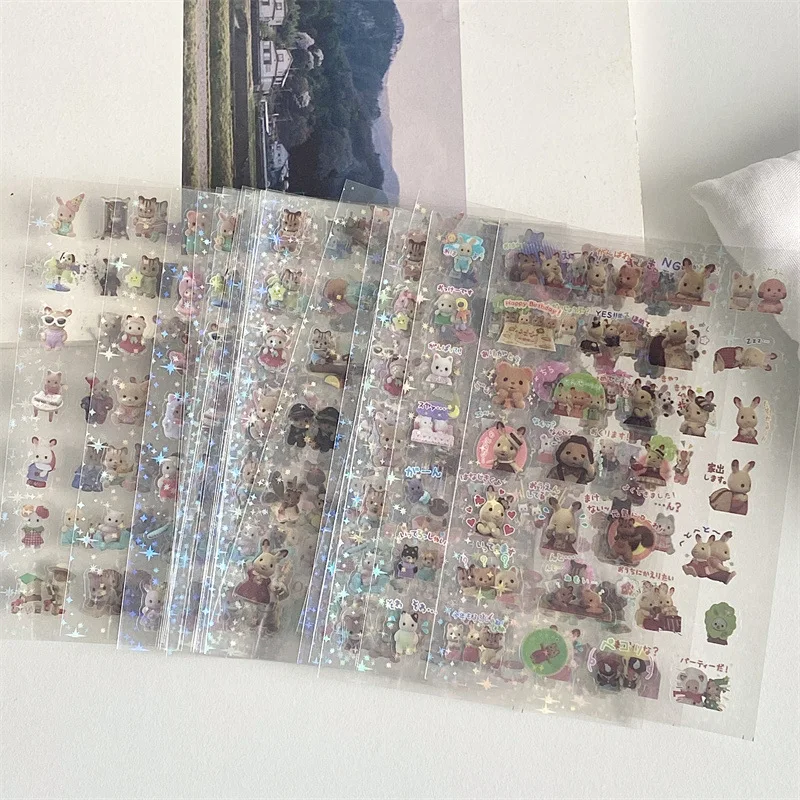 Steve 6pcs Transparent PET Cut Film Stickers Senbel Family Waterproof Glitter Toploader Deco Stickers