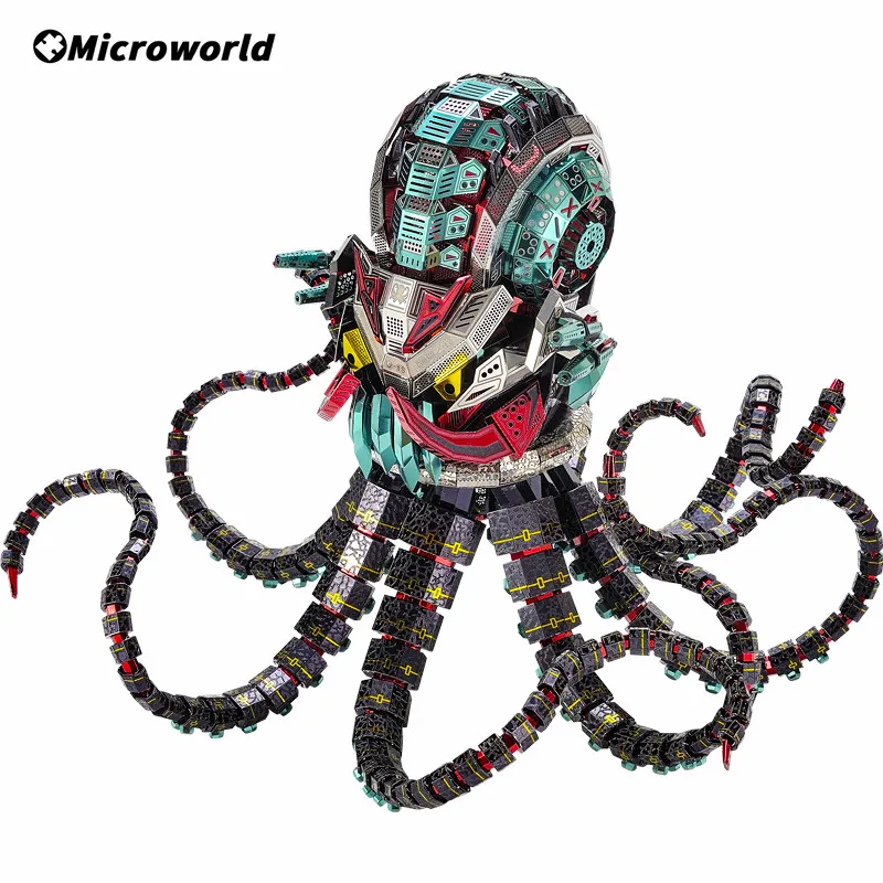 Microworld-rompecabezas de Metal 3D, Kits de modelos mecánicos de pulpo y diablo, juegos de escritorio DIY, rompecabezas, juguetes educativos para rompecabezas de 1000 piezas