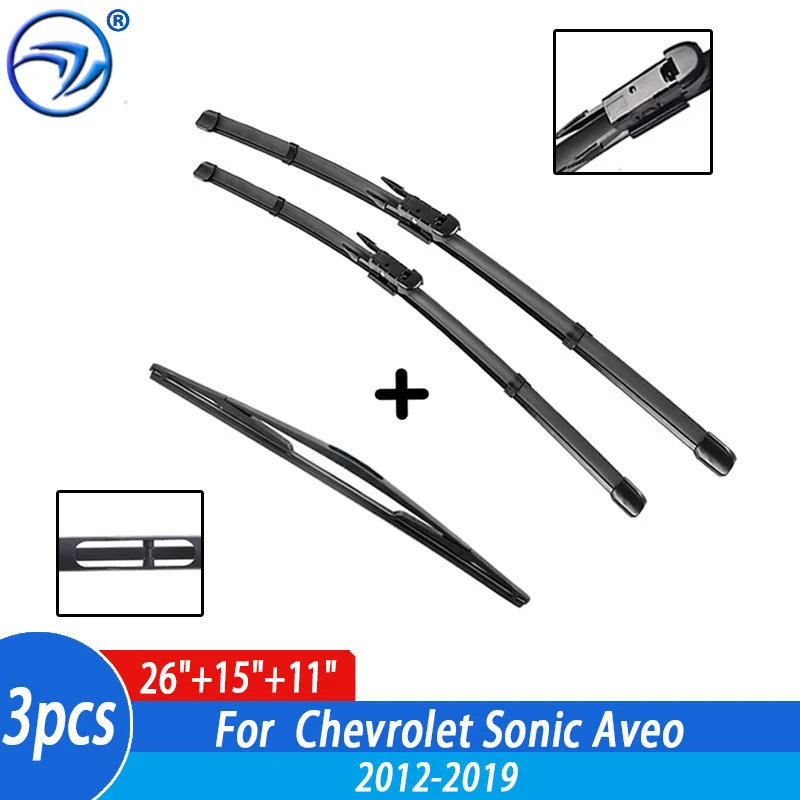 Wiper Front & Rear Wiper Blades Set For Chevrolet Sonic Aveo 2012 13 14 15 16 17 18 19 Windshield Windscreen 26