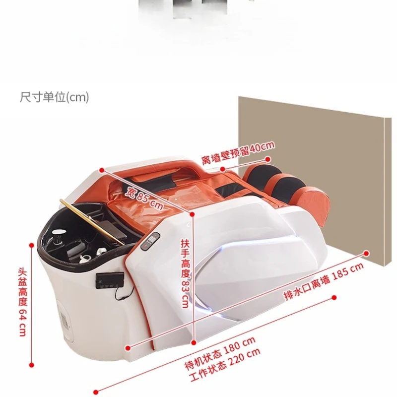 كرسي شامبو مصفف الشعر مريح لتدليك التجميل والبساطة كرسي شامبو منزلي من جلد البولي يوريثان شامبو وإضاءة MHXFY