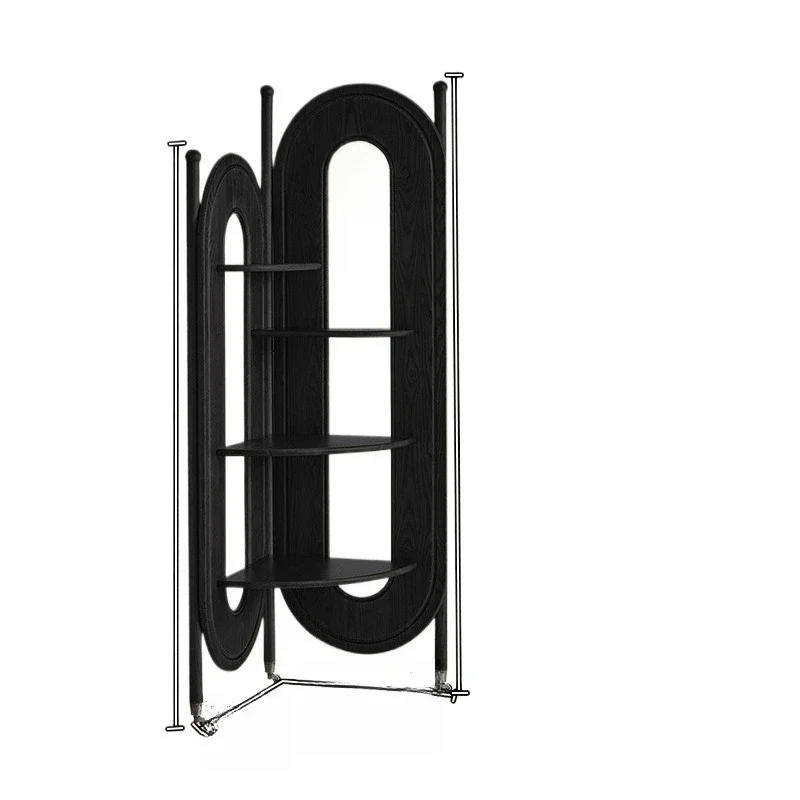 

French retro solid wood corner cabinet, small apartment living room triangular removable storage rack