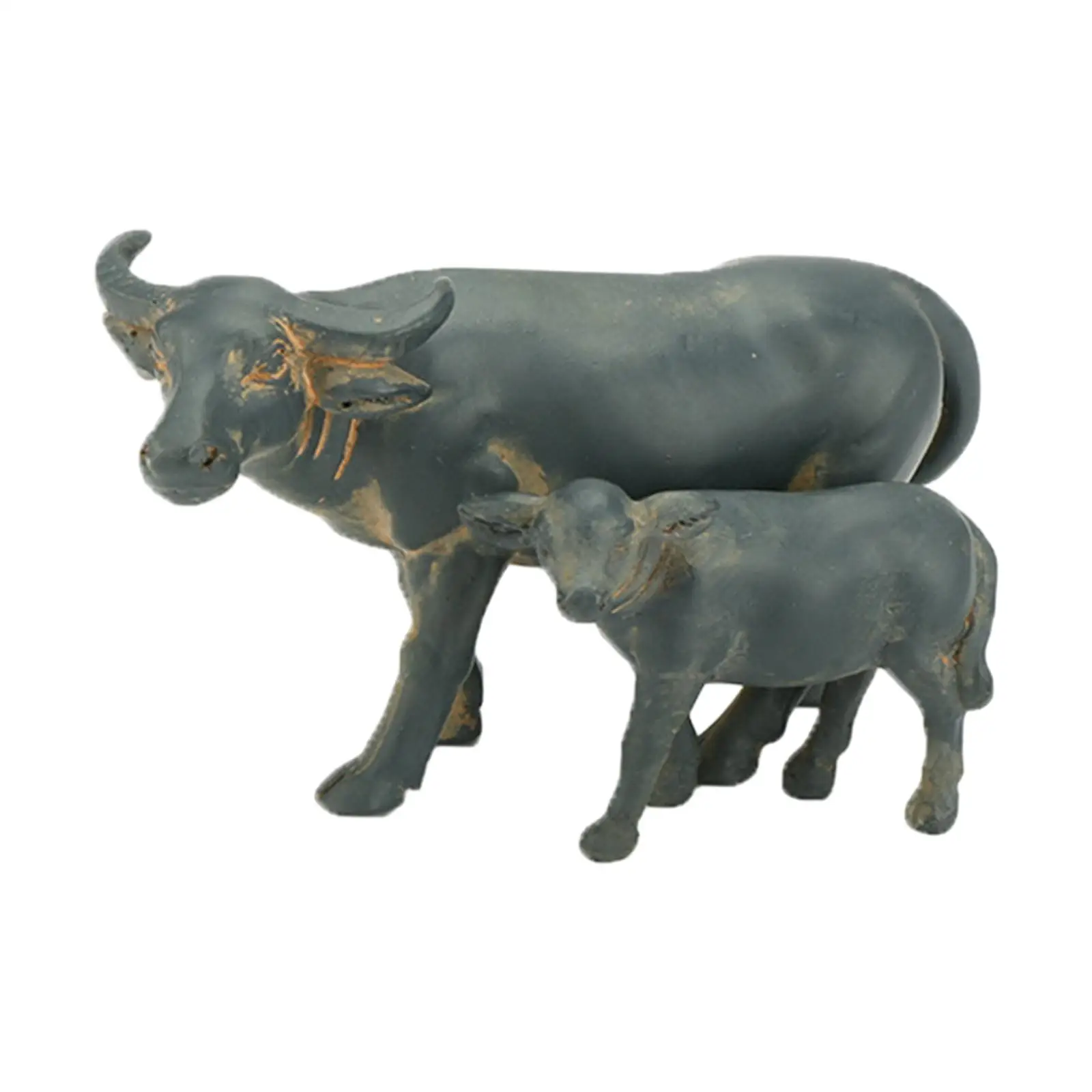 2-4pack Miniature Buffalo Figurine Craft Buffalo Statue for Office Corridor