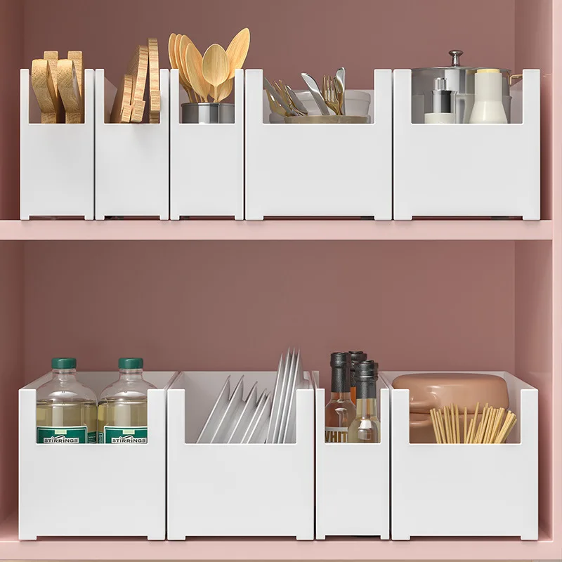 

1PC Kitchen Storage Racks Cabinet Door Inside Plastic Wrap Storage Holders Sundries Shelf Plate Home Kitchen Organization Box