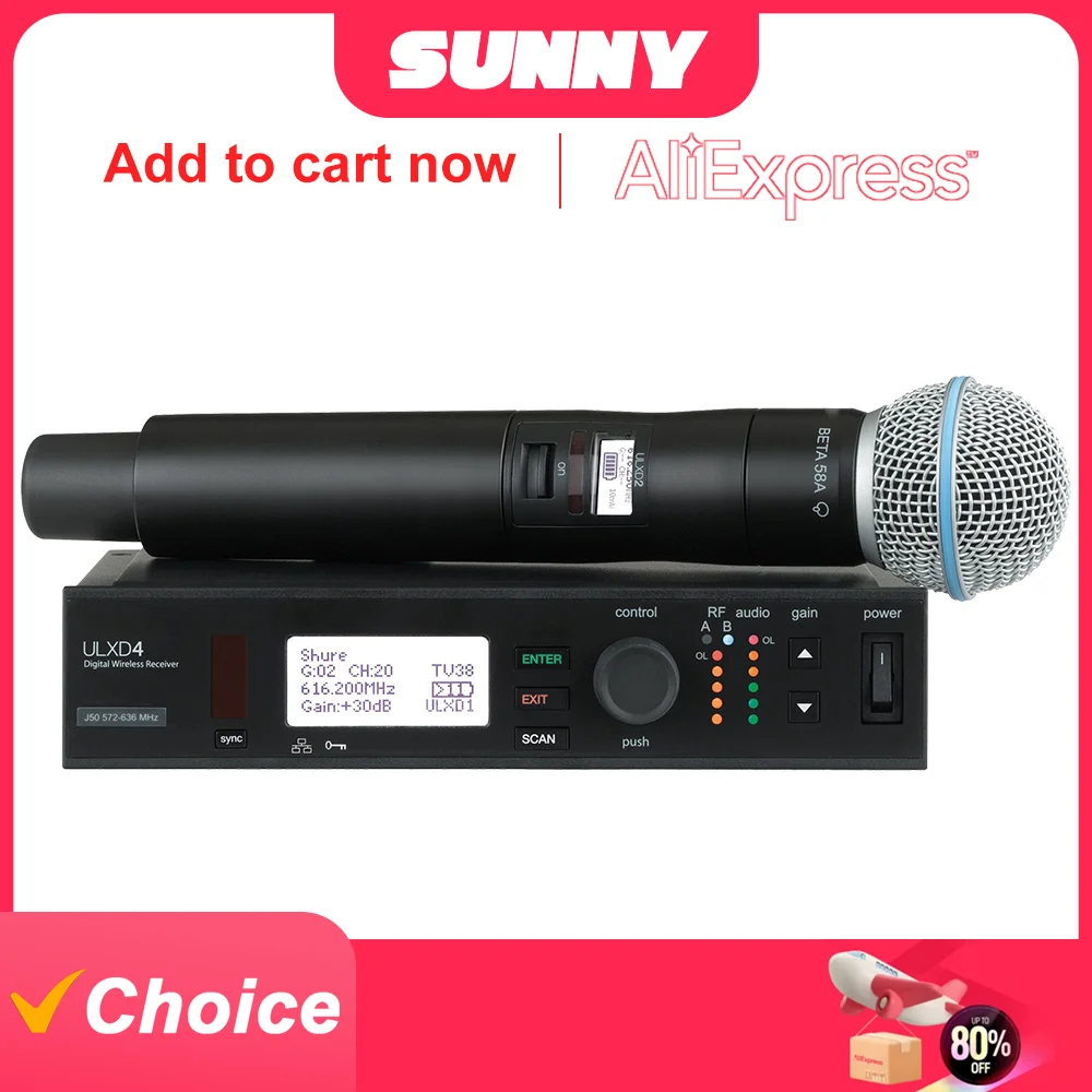 

ULXD4 ULXD24 BETA58 BETA58A UHF Wireless Metal Digital Diversity Microphone Long Distance System For Stage Church Hall
