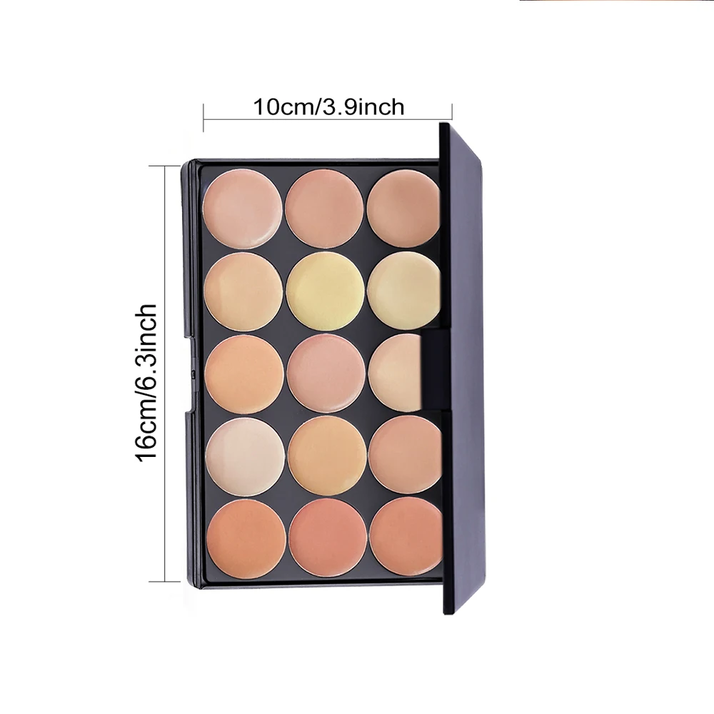 POPFEEL 15-Color Concealer Palette with Brush & Sponge, Full Coverage, Long-Lasting, 3 Shade Options for All Skin Tones