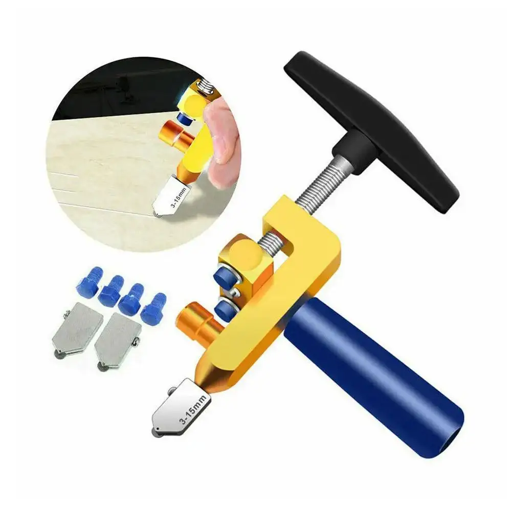 2 In 1Hand Glass Cutter For Cutting Breaking Glass, Mirror, Tile Cutting Hand Tools Set Tungsten Steel Blades Construction Tools