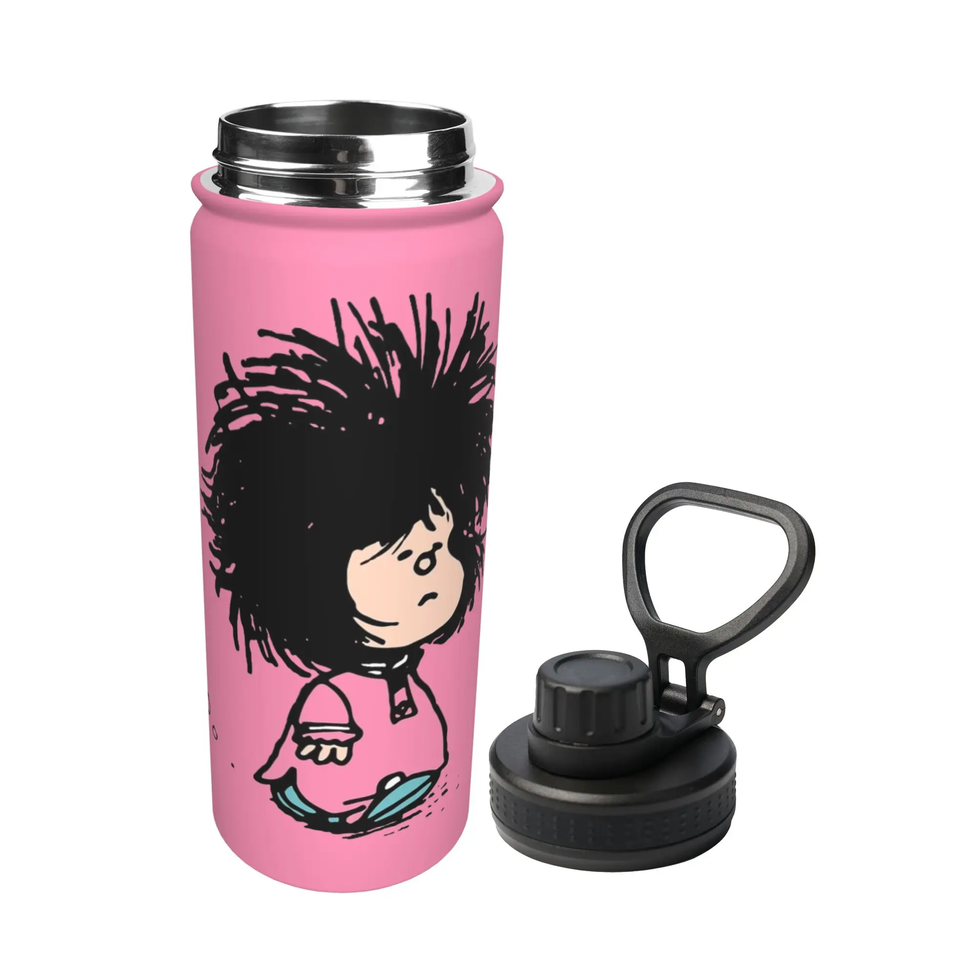 Cartoon M-Mafaldas 18OZ Sports Insulated Kettle Comics Thermal Cup Vacuum Flask Office Home Mug 18OZ