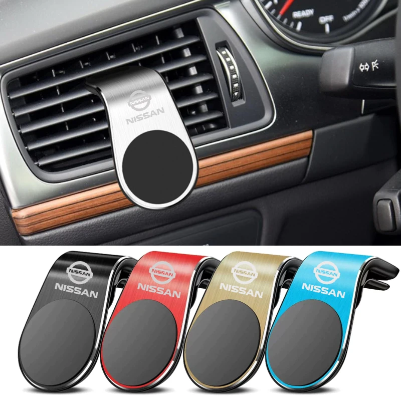 Soporte para teléfono con logotipo de Nissan, Clip de ventilación para coche, soporte magnético para teléfono X-Trail Qashqai Tiida Teana NV200 NP300 Sentra Altima Versa