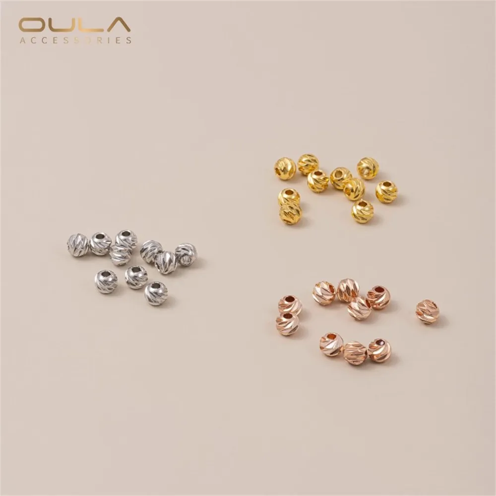

Accessories 18k Gold-plated White Gold Cross-cut Flower Beads Melon Round Beads Diy String Jewelry Loose Beads Separated Beads