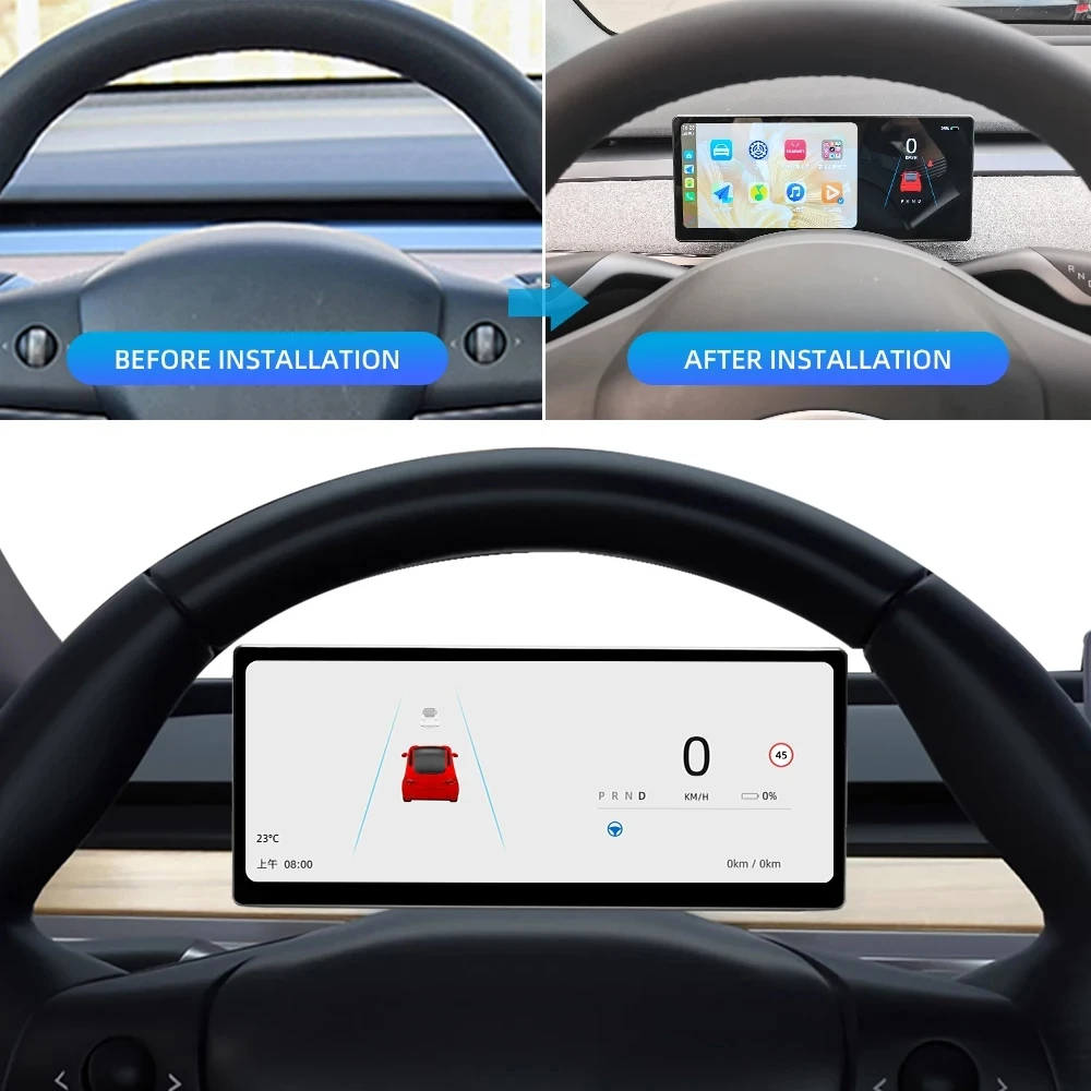 9 inch touch screen Linux for Tesla Model 3 Y HUD Heads Up Display Digital Dashboard Center Console Carplay Android Auto WiFi