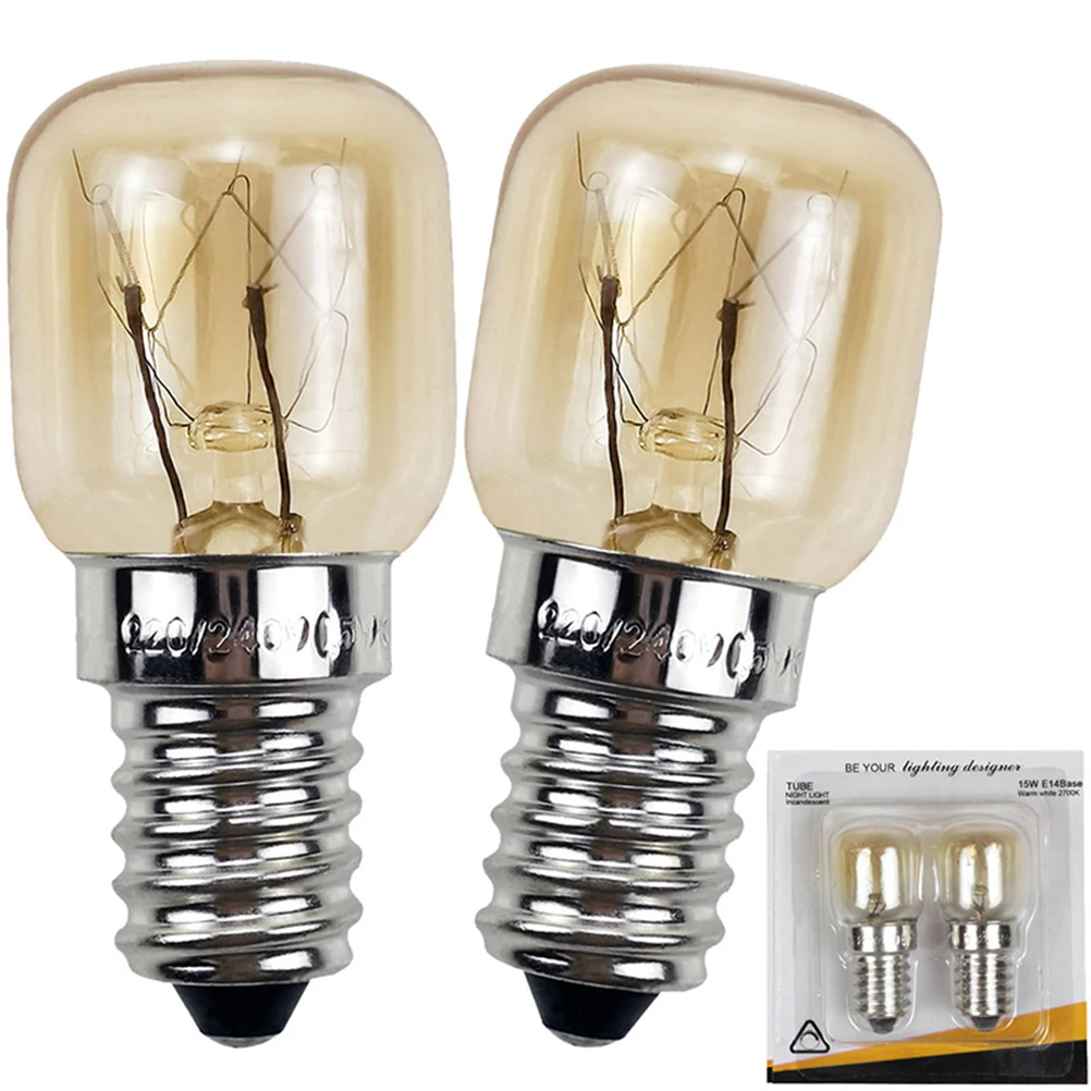 Ampoules de rechange pour four à micro-ondes, lampe de cuisinière, ampoule de sel, degré haute température, 15 W, 25W, 220V, E14, 300 ℃, 2 pièces