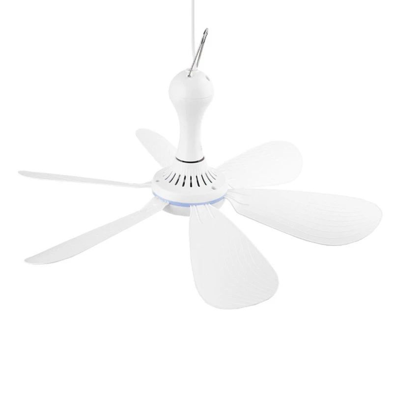 USB 5V Ceiling Fan 6 Leaves 16.5in Silent Hanging Fan for Dormitory Room Household Home 5W Powered By Powerbanks PC