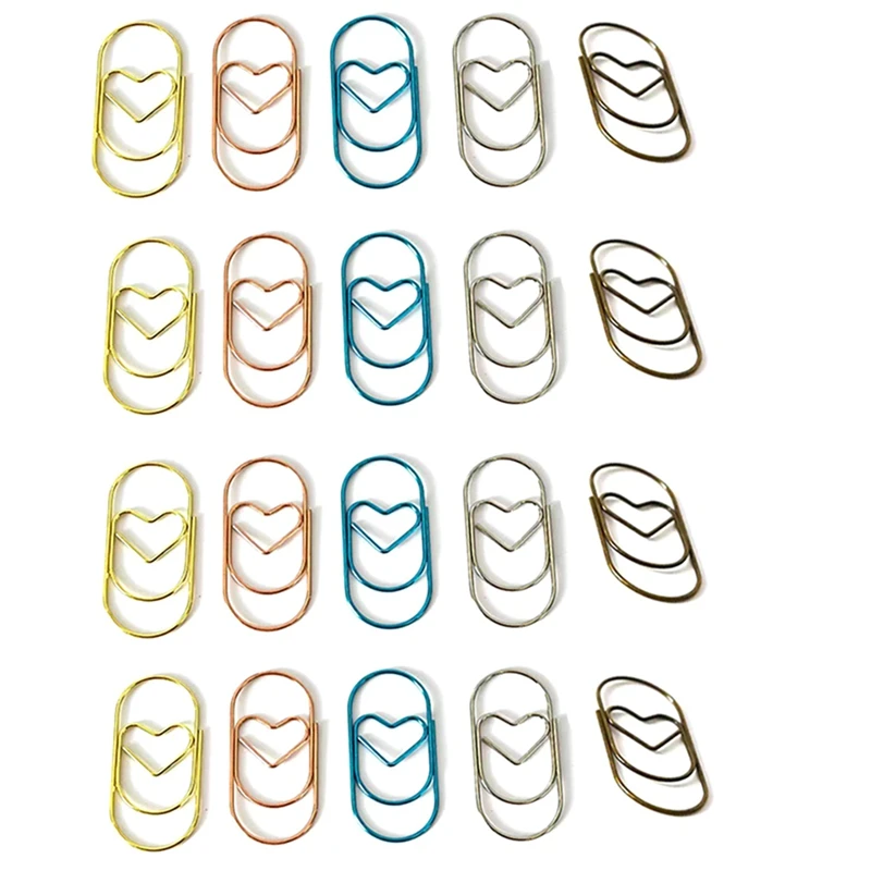 50 Piece Paper Clips Cute Love Heart Shaped Paper Clips Paper Clip Multicolor Metal For Office School Desk Organizers