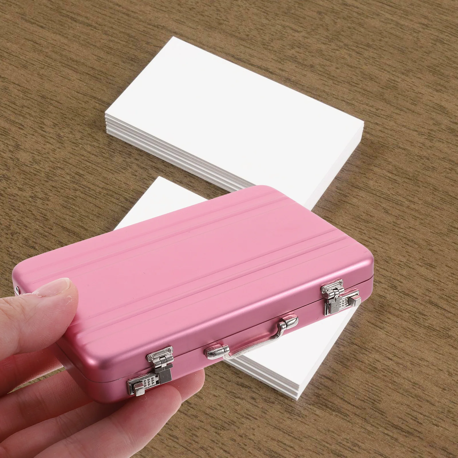 

Metal Business Holder Golden Small Portable Case Cards Box for Men Snap Closure Sturdy Design Organizer Container