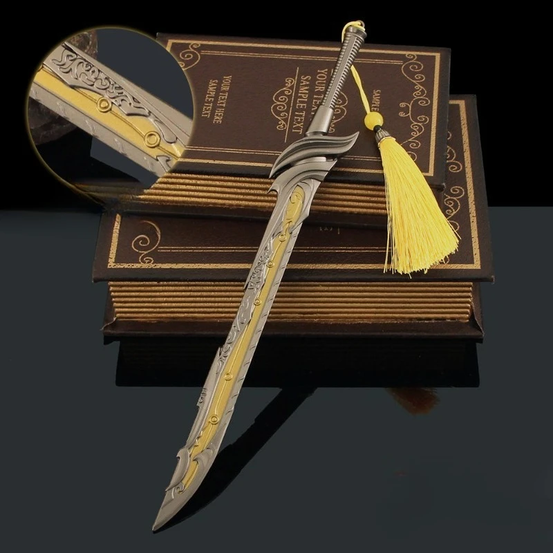 30cm/11.81in Game for Peace Peripherals Melee Weapons Black and Gold Knives Model Swords Toys Alloy Collectibles Ornaments Gift